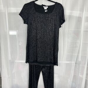vintage JBS limited sparkly two piece pant set sz Md stretchy classy evening